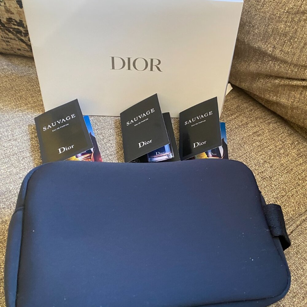 DIOR Navy Blue TROUSSE Pouch SAUVAGE Sample SPRAYS x 3 BRAND NEW - Picture 2 of 10